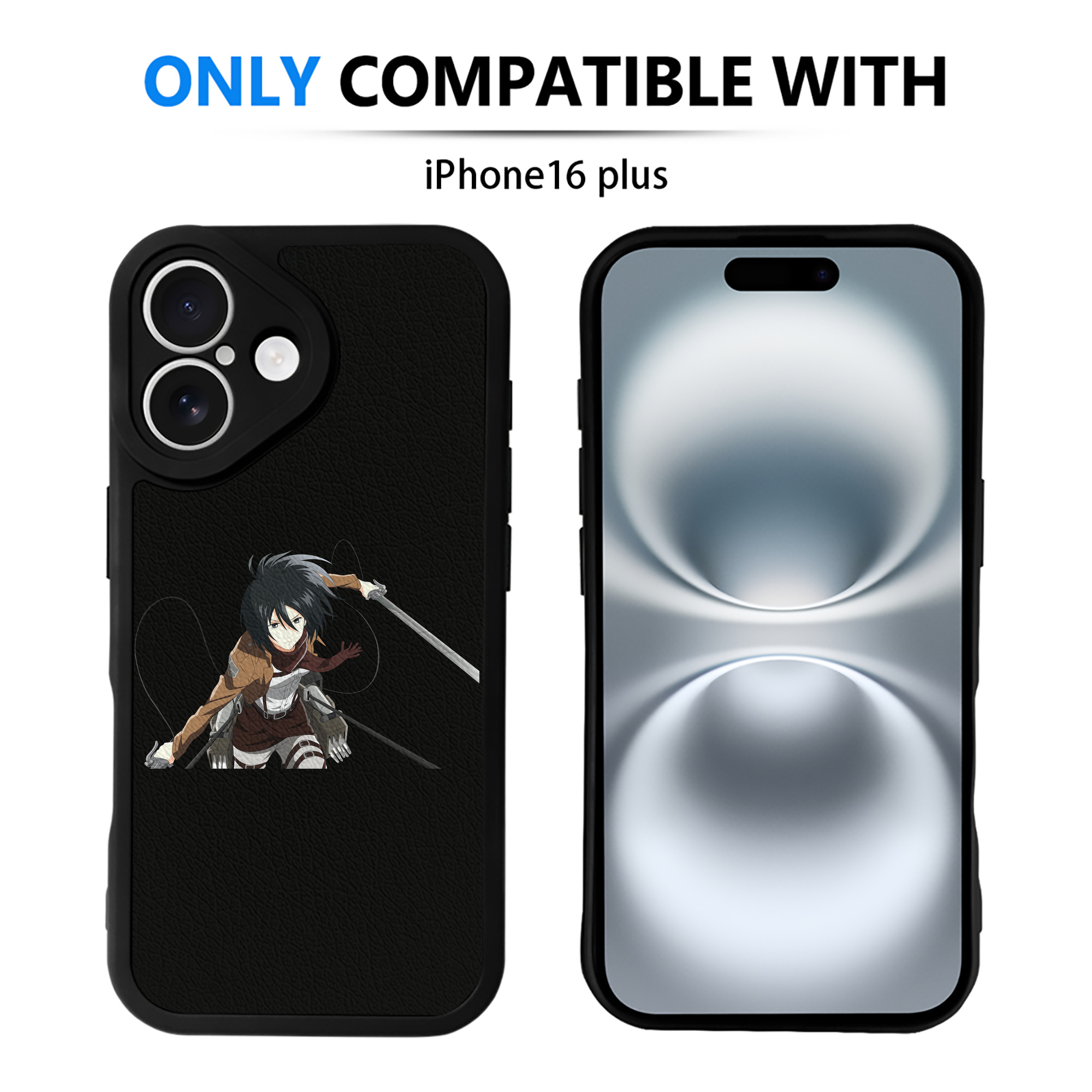 （画像用） 進撃の巨人 ミカサ·アッカーマン Attack on Titan Mikasa Ackerman 【iPhone 16シリーズ対応】シリコンスマホケース（レザー調） 材質：シリコン
